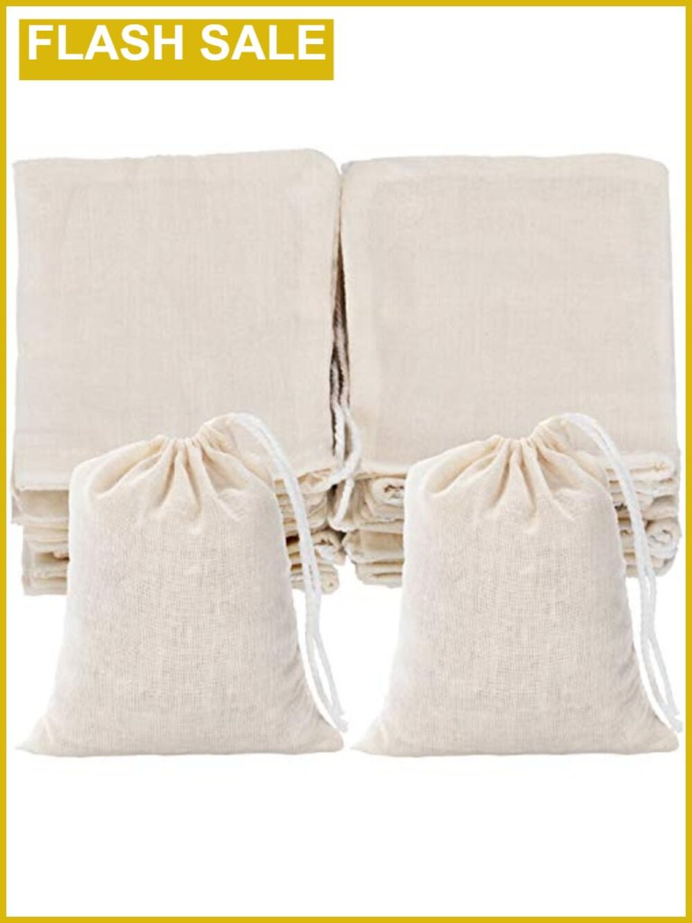 50 Cotton Muslin Drawstring Bags 3x4 Inch Gift Packaging Party Favors